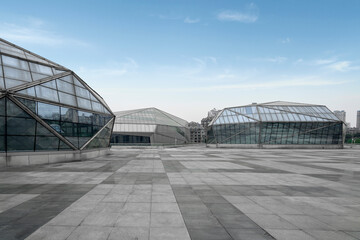 Fototapete - The appearance of modern buildings in empty squares and science museums