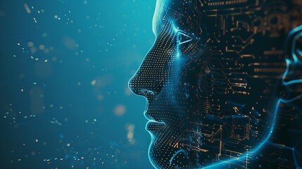 Fototapete - Generative AI : Big data and artificial intelligence concept. Machine learning and cyber mind domination concept