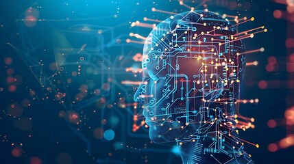 Fototapete - Generative AI : Big data and artificial intelligence concept. Machine learning and cyber mind domination concept