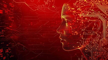 Fototapete - Generative AI : Big data and artificial intelligence concept. Machine learning and cyber mind domination concept