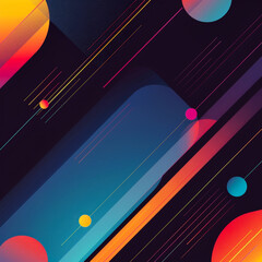 Wall Mural - A colorful background with a blue line and orange and yellow circles