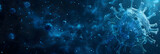Fototapeta  - blue stylized SarsCov2 virus floating in space