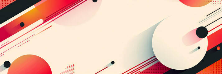 Wall Mural - A white background with red and black lines and circles