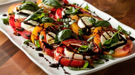 Caprese salad with tomatoes, mozzarella cheese and basil