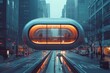 Monorail System Futuristic monorail system gliding above city streets