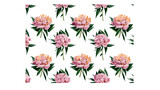 Fototapeta Panele - Pionies floral pattern print vector illustration