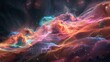 A colorful space with many clouds and stars. The colors are bright and vibrant, creating a sense of wonder and awe. The image is a beautiful representation of the vastness and beauty of the universe