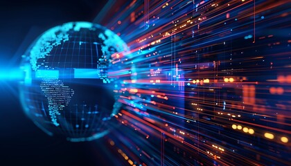 Aufkleber - Abstract depiction of high speed global data transmission technology