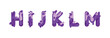 capital letters H, I, J, K, L, M, font design in paper cut style. vector illustration