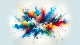 Fototapeta  - Bright colorful watercolor splash splatter stain brush strokes on white background.