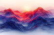 Abstract wavy background of red and blue waves, 3d dynamic effect,Vector illustration, generative ai