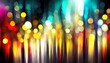 Blurred multicolored lights on dark background. City lights. Background with out of focus light points.. Banner header image.