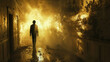 Silhouette of a man in corridor - nightmare, bad dream concept