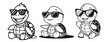 © Rashedul - Turtle wears sunglasses line draw illustration, Generative Ai