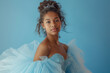 Teenage African American Beauty Queen Wearing Tiara, studio background