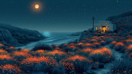 Wall Mural - Moonlit Coast