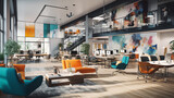 Fototapeta Perspektywa 3d - Vibrant Open-Plan Office with Creative and Collaborative Space