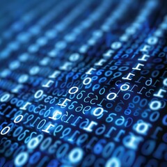 Blue digital binary data background 0 and 1