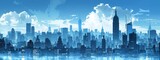 Fototapeta Nowy Jork - comic book new york skyline in blue