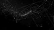 Abstract polygonal space low poly dark background with connecting dots and lines ,bright white network moving over distant faded network on black background