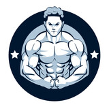 Fototapeta Dinusie - gym emblem bodybuilder