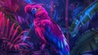 A neon parrot in digital forest