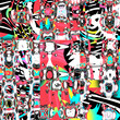 Abstract pattern with funky shapes and digital glitch distortion. Creative background in trendy pop style. Suitable for fashion and art prints