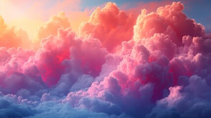 Wall Mural - Colorful Puffy Clouds created with Generative AI Technology, ai, generative