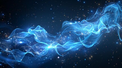 Leinwandbilder - The wind line of light is abstract on a transparent background and easy to edit. Modern illustration of a blue wind line of light with sparkles on a transparent background, isolated.