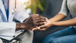 © Your Hand Please - psychiatrist's comforting hands clasping patient's palm, offering solace and support