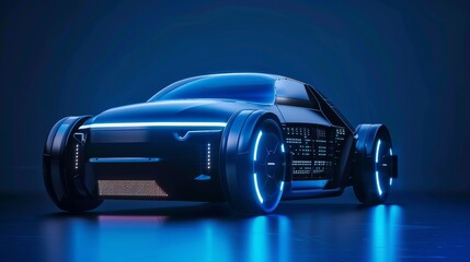 Leinwandbilder - The autonomous self-driving electric car shown in this image has Lidar and Radar Safety sensors.