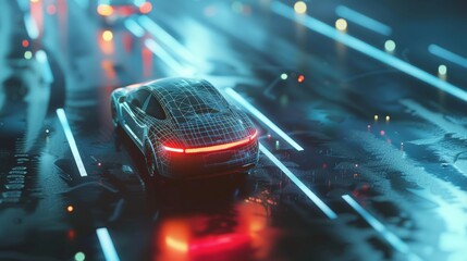Aufkleber - 3D rendering of autonomous driving concept - showing sensor use