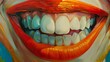 Colorful artistic close-up image of a smiling mouth with exposed teeth