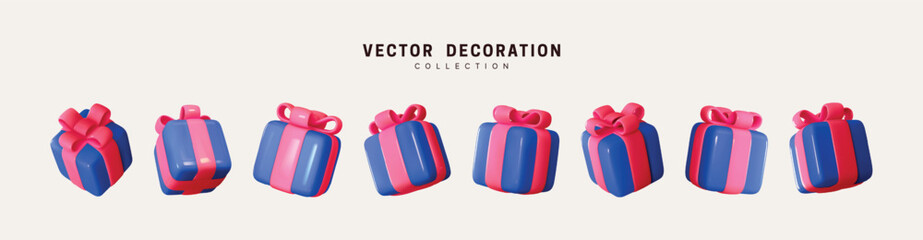 Wall Mural - set of realistic 3d gifts box. collection of gifts falling in different positions. holiday decoratio