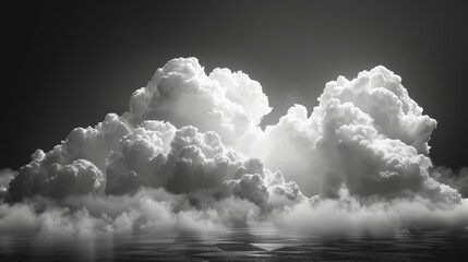 Canvas Print - Smog or cloudiness over the city, modern illustration. White clouds, fog, smoke on a dark background. Cloudy sky or smoke over the city.