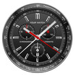 Realistic watch clock dashboard black face silver red arrow white number on isolated design classic luxury fashion for men vector