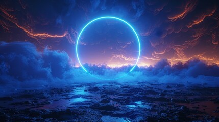 Aufkleber - Modern illustration with a blue light circle effect on a dark background