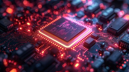 Aufkleber - Technology of electronic manufacturing of crystal semiconductor chips. Robotic arm production of silicon processors on crystal semiconductor chips. Equipment for the electronics industry.