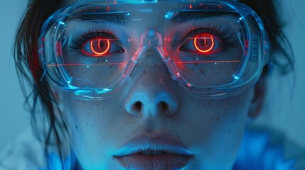 Leinwandbilder - The technology is abstract digital abstract abstract conceptual banner. It is the concept of a robot woman with AI flying in cyberspace at the center of the metaverse. A cyborg in the digital