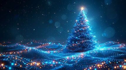 Fototapete - Merry Christmas merry new year merry christmas congratulations card design with electronic technology. Template Christmas cards with a digital technology feel.