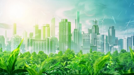 Poster - Concept of the modern city and environmental technology. Sustainable development goals. SDGs.