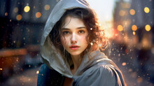 Portrait Of A Woman In The Rain
