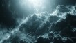  A monochrome image depicts clouds against a luminous background