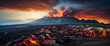 Photo real as Volcanic Vistas The dramatic landscapes formed by volcanic terrain where earth meets fire. in nature and landscapes theme ,for advertisement and banner ,Full depth of field, high quality