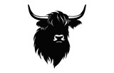Fototapeta Las - Highland Cattle head Silhouette Vector isolated on a white background