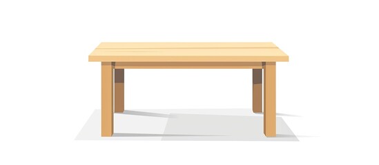 Poster - A rectangular wooden coffee table casting a shadow on a white background. Perfect for indoor or outdoor use, with a sleek wood stain finish