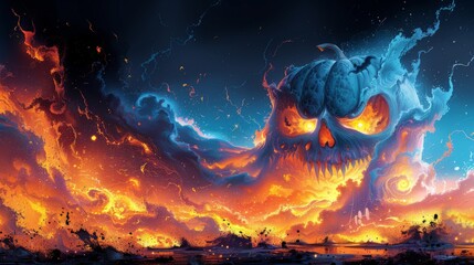 Wall Mural - Fiery Skullscape