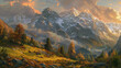 alpine landscape panorama in the evening, herzogstand mountain