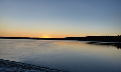 Wall Mural - sunrise over the lake