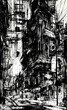 © Cyber Art - chaos, architecture, vintage, city, building, sketch, old, drawing, illustration, vector, house, street, grunge, landscape, paris, europe, black, art, travel, design, urban, town, texture, buildings,